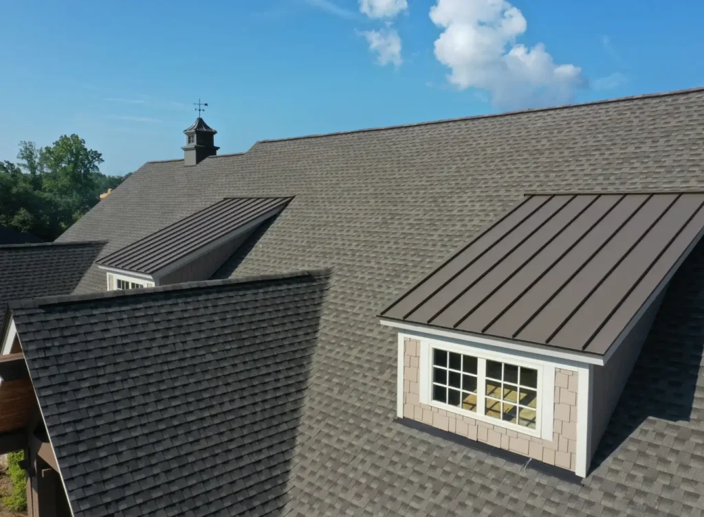 home with both residential metal roofing and shingle roofing effingham illinois