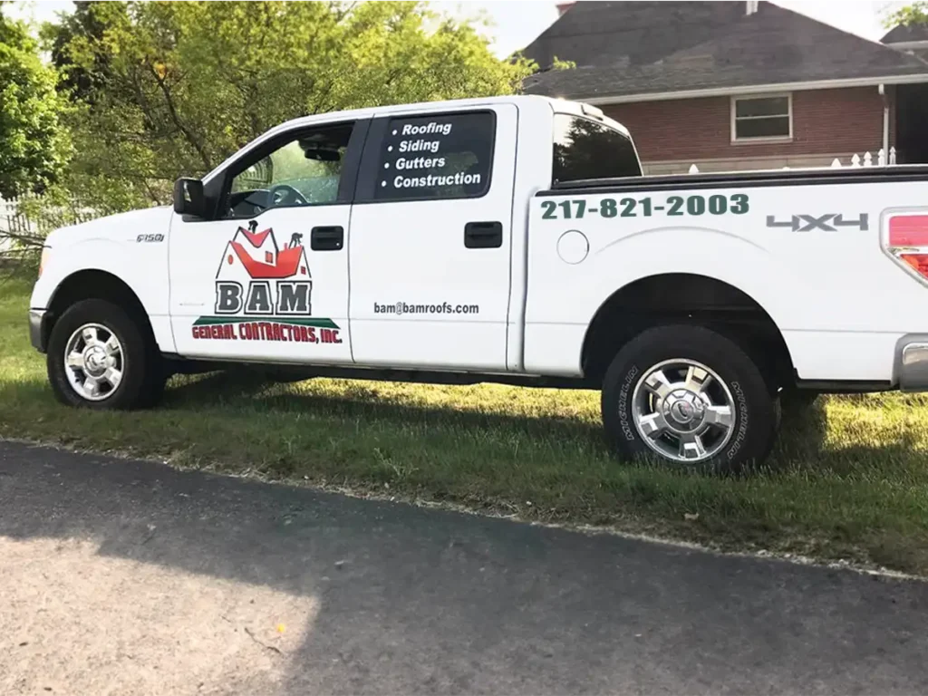 bam roofing & construction service truck in effingham il