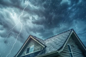 A residential home experiencing Central IL weather.