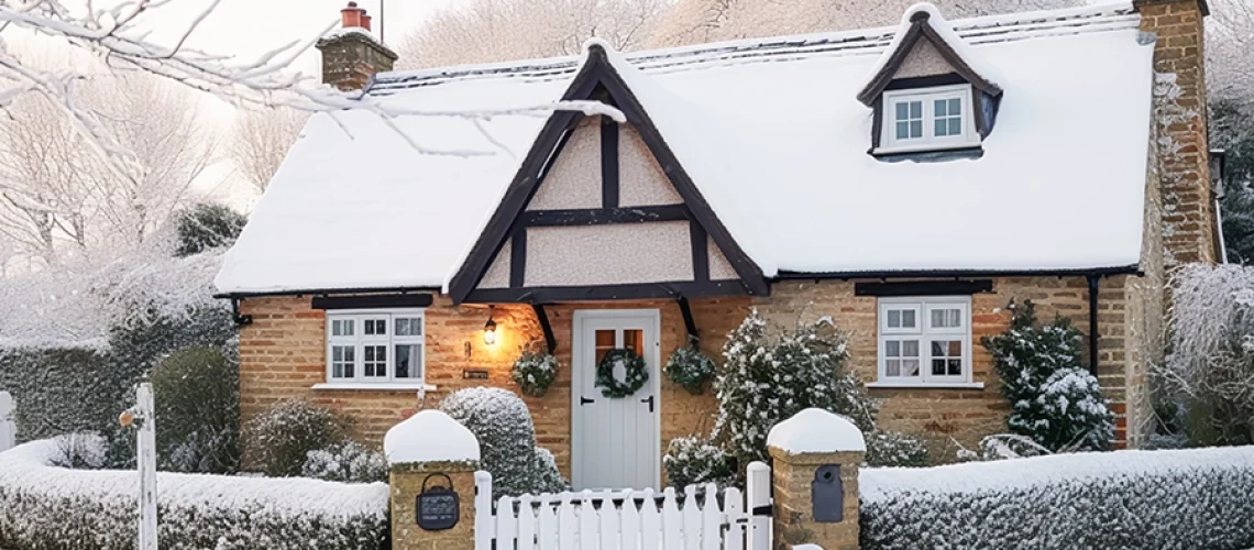 A beautiful country home with snow on the roof after experiencing a mild Central IL winter storm.